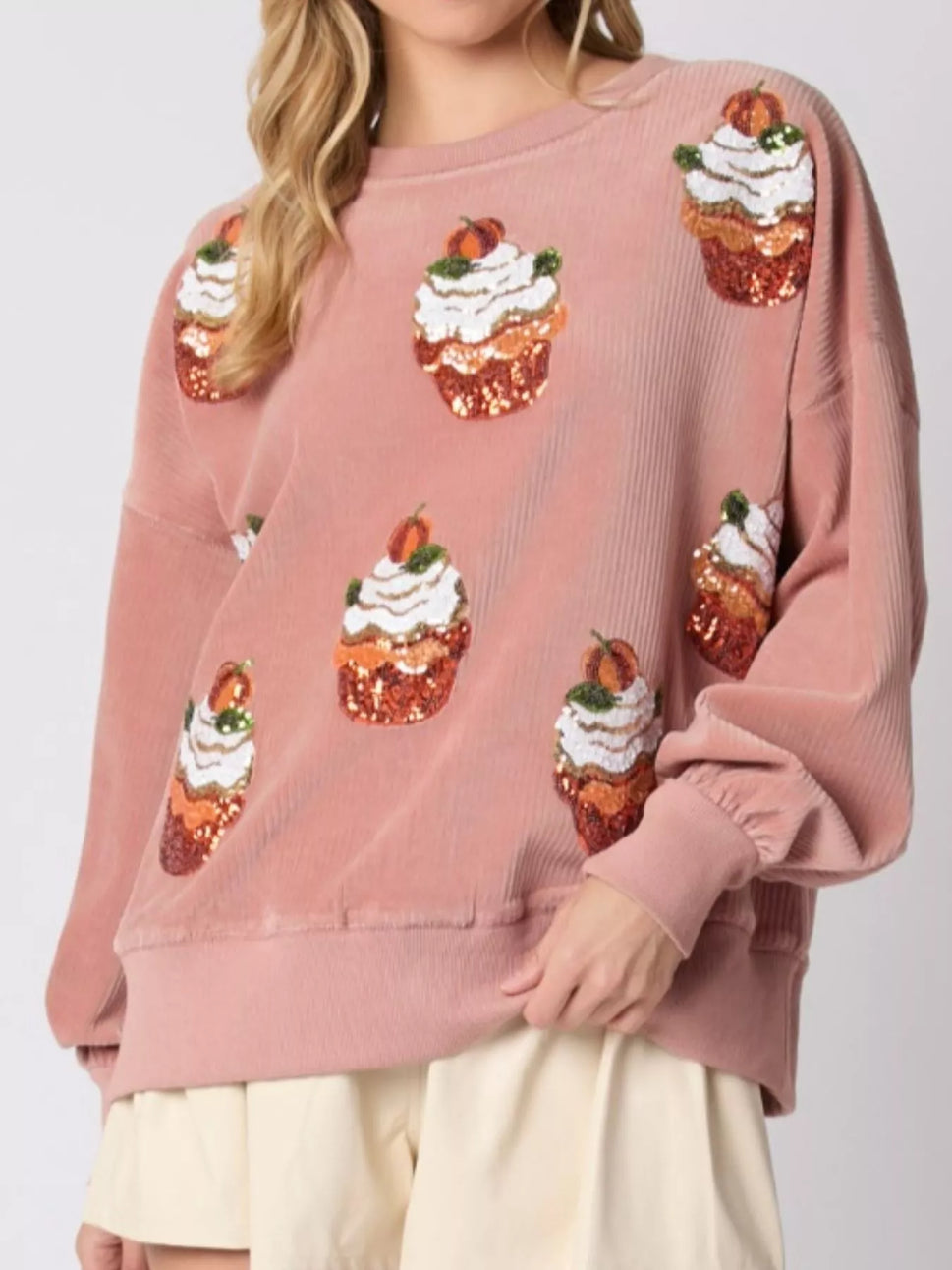 Christmas Cupcake Dropped Shoulder Sweatshirt
