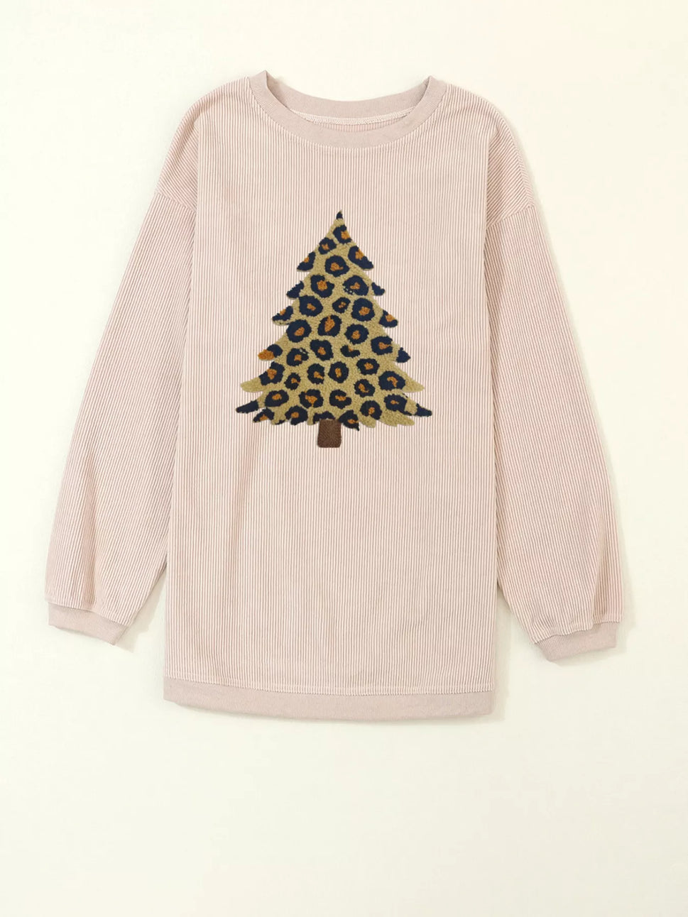 Leopard Christmas Tree Graphic Corded Sweatshirt