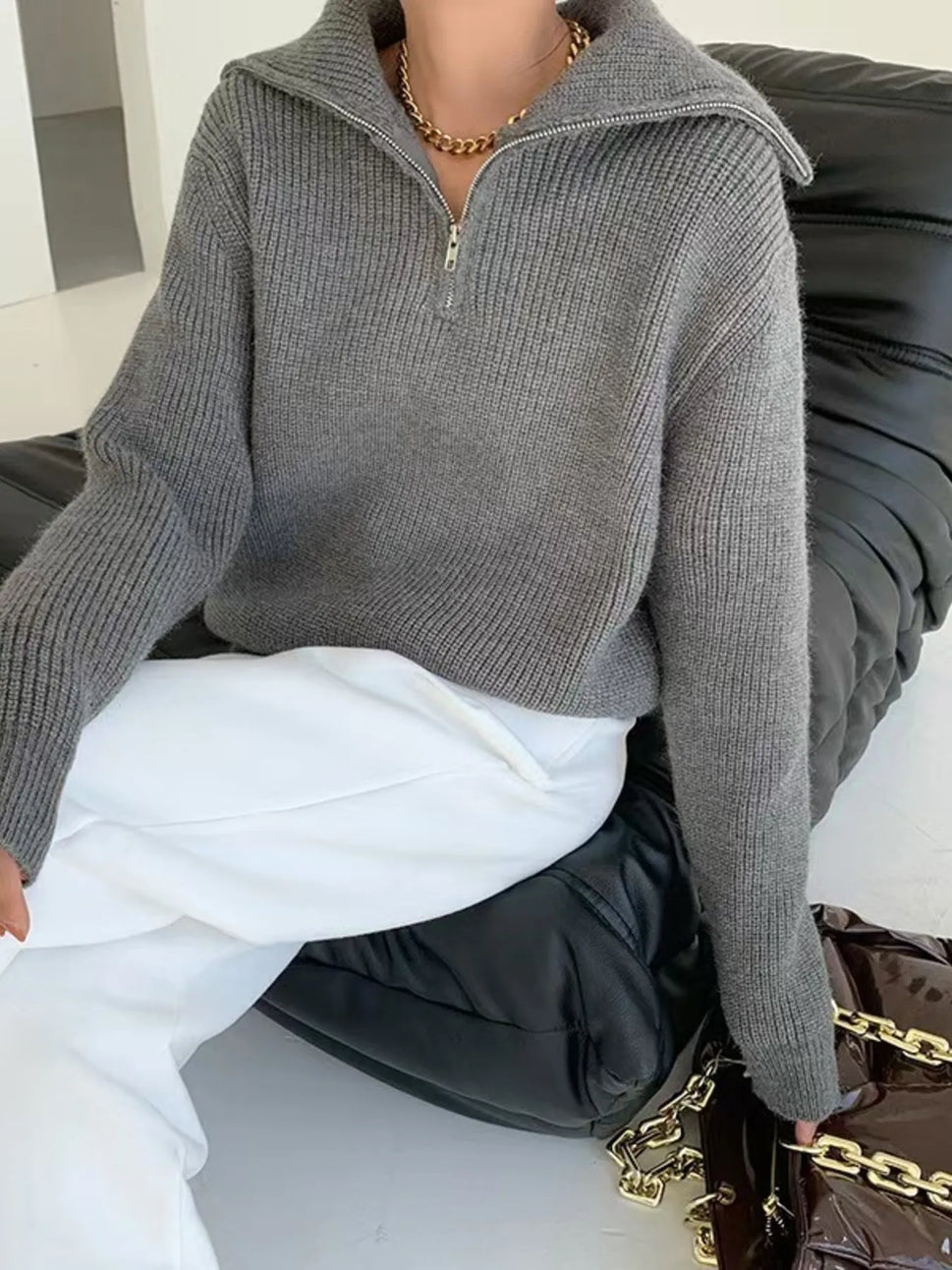Half-Zip Long Sleeve Sweater