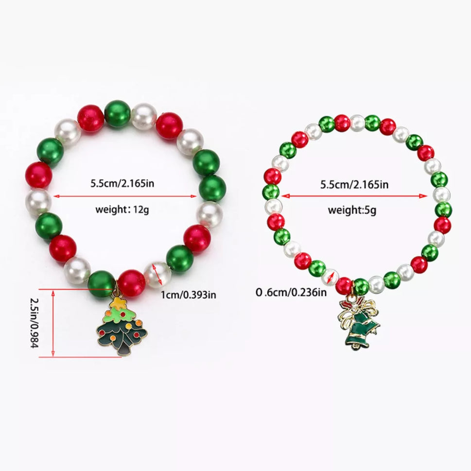 5 Piece Christmas Synthetic Pearl Bracelet