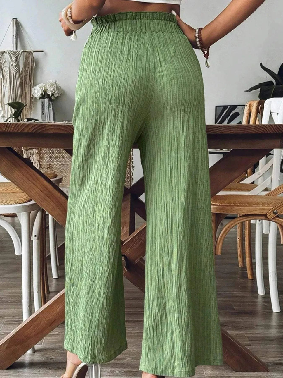 Textured Wide-Leg Pants
