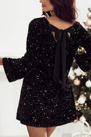 Switch Sequin Bow Back Long Sleeve Mini Dress 3 image