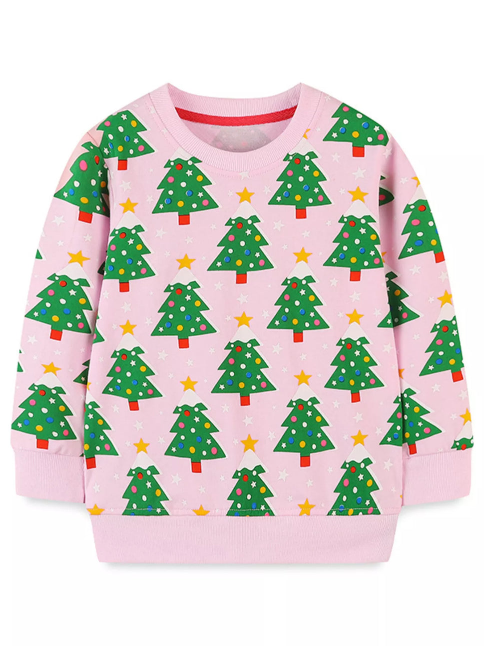 Children's Christmas Tree Print Crewneck Sweatshirt