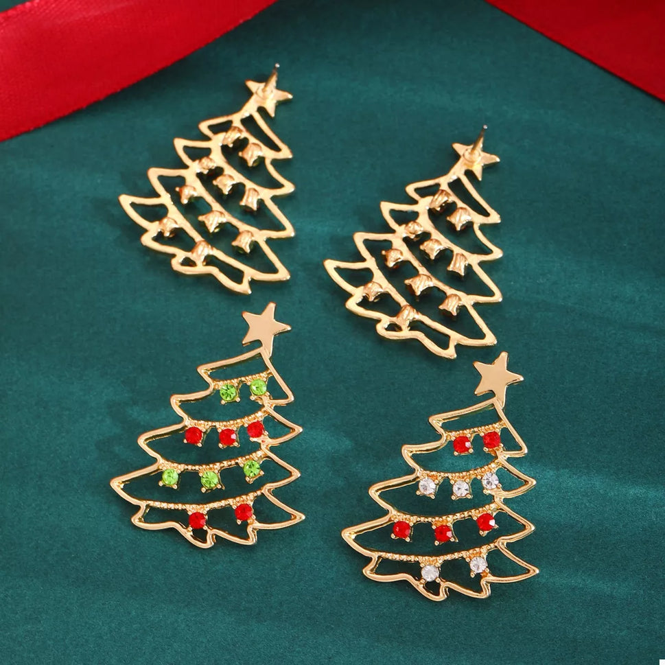 18K Gold-Plated Christmas Tree Earrings