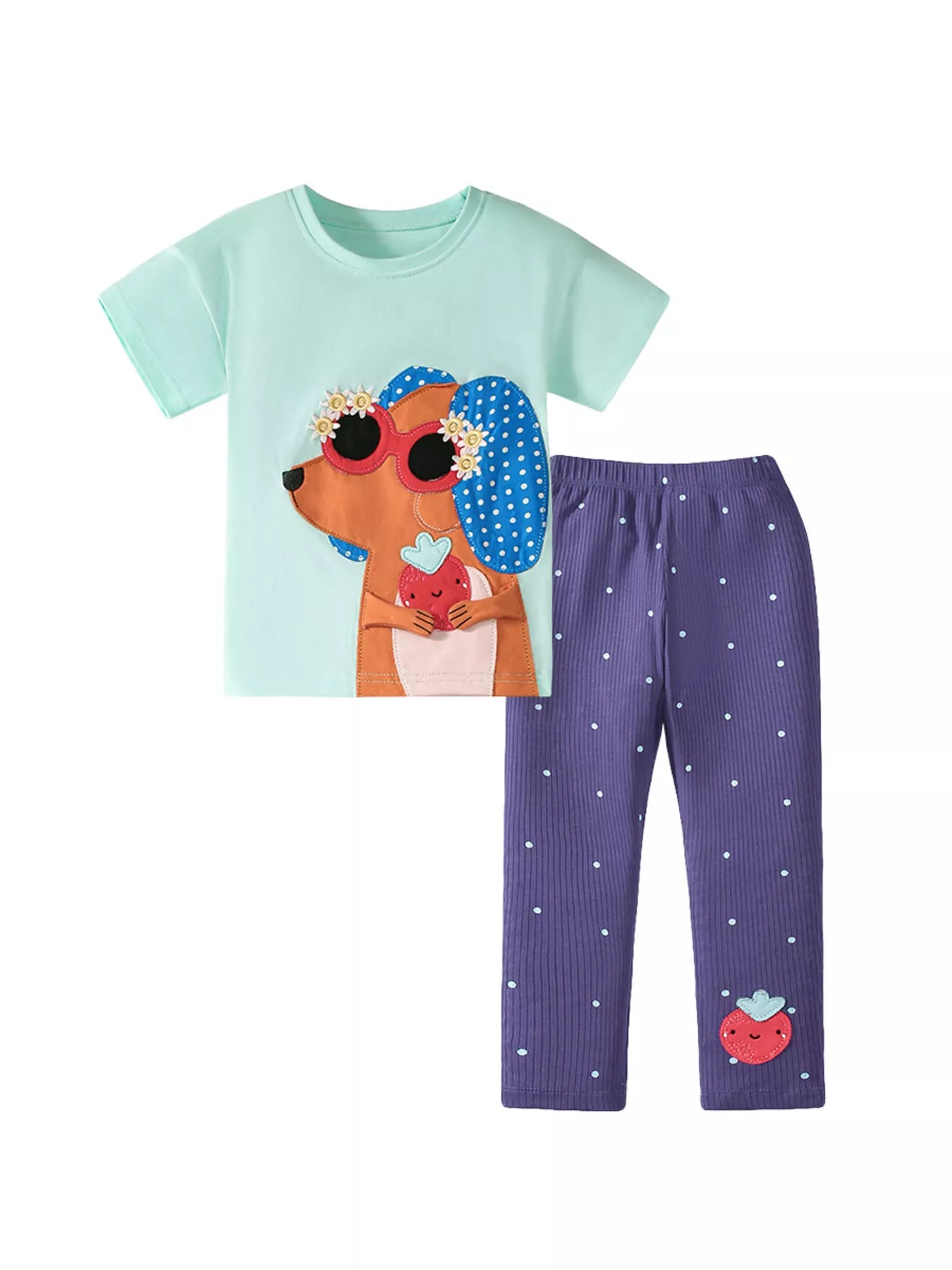 Children's Animal Tee and Polka Dot Leggings Set