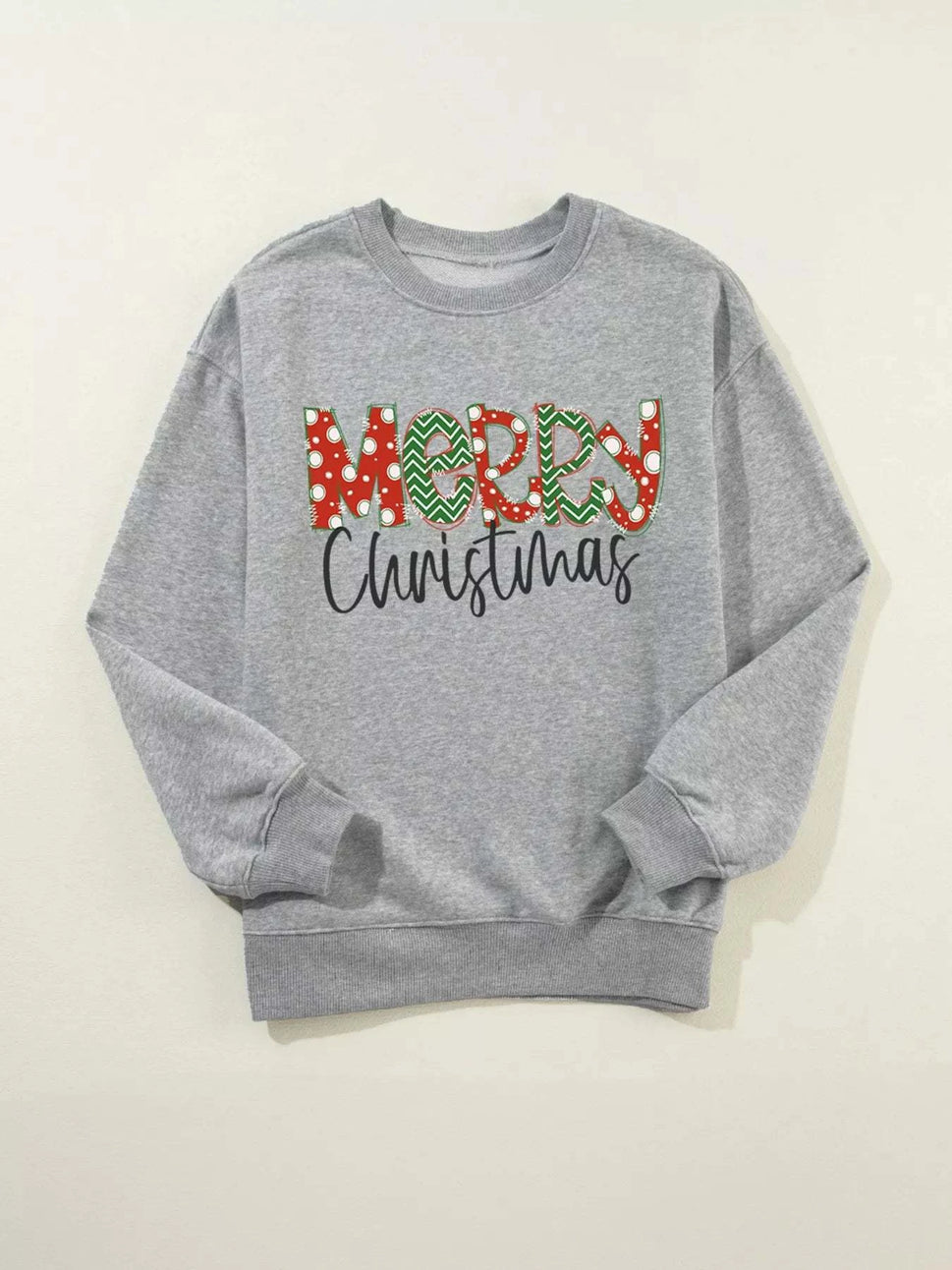 Merry Christmas Festive Letter Print Drop Shoulder Sweatshirt