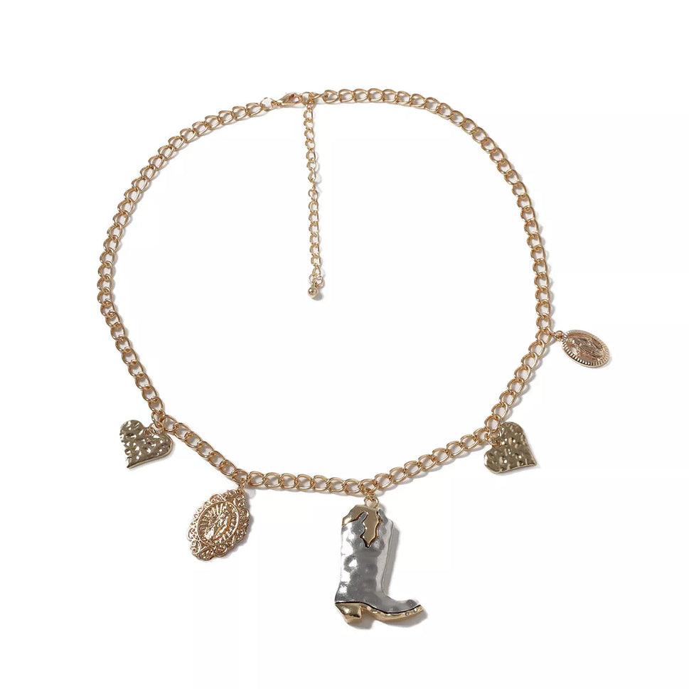 18K Gold-Plated Boots Charm Necklace