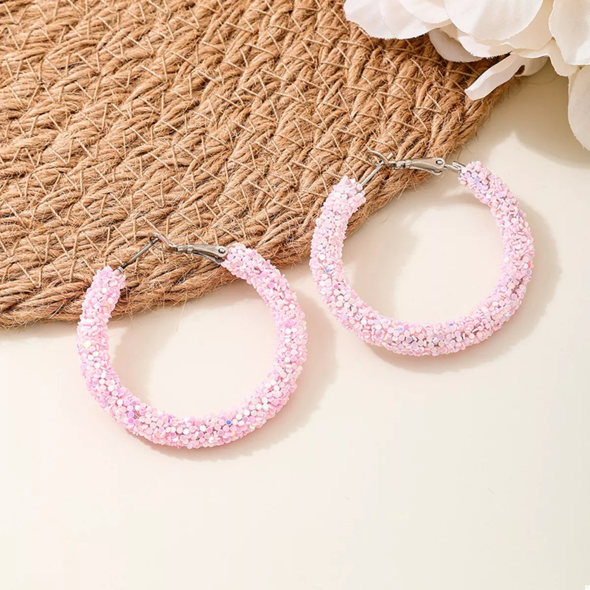 Sparkling Alloy Hoop Earrings