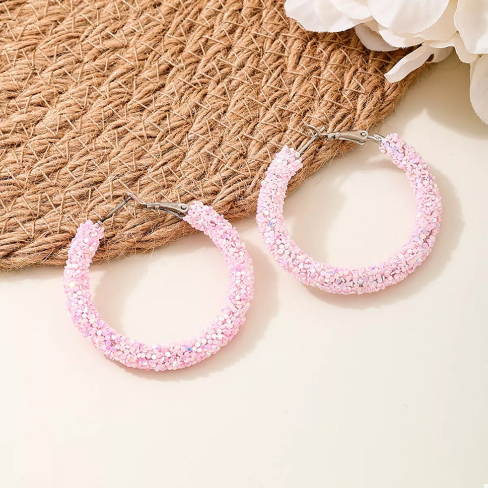 Sparkling Alloy Hoop Earrings