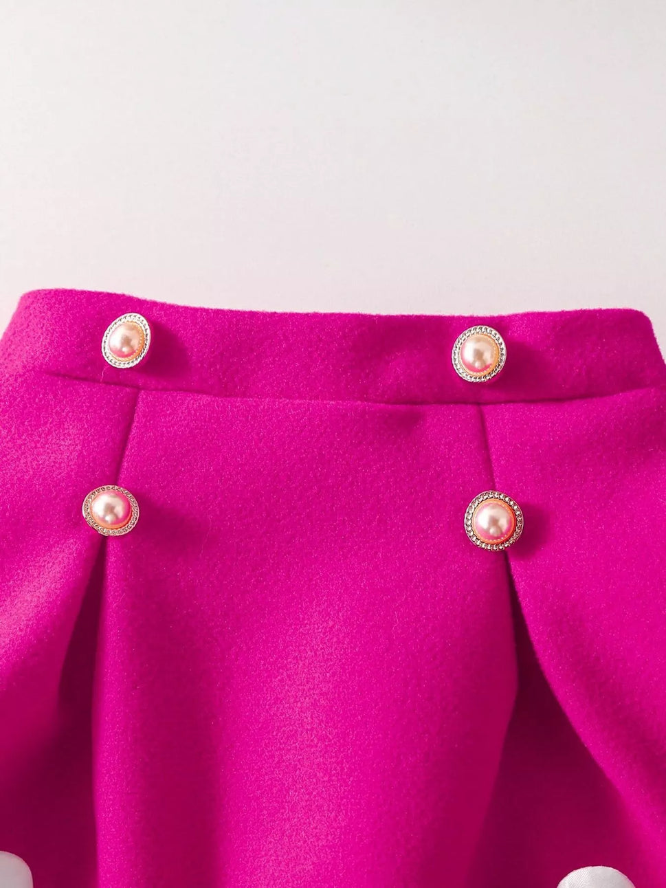 Children's Floral Applique Ribbed Knit Top & Pleated Skirt Set with Hat