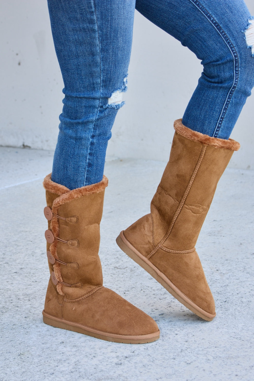 Forever Link Warm Fur Lined Flat Boots | Alfadarling