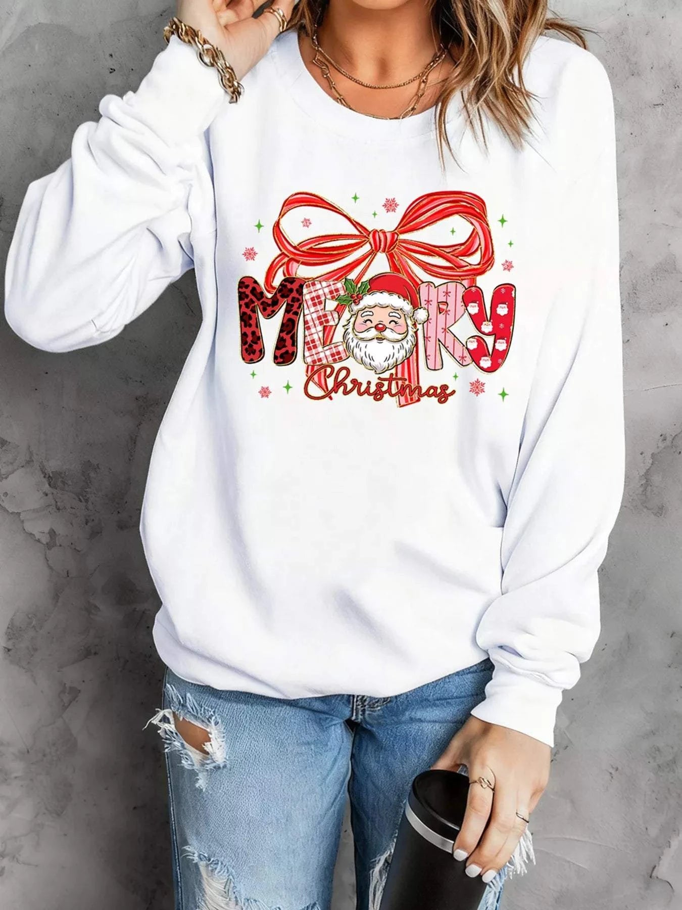 Merry Christmas Graphic Long Sleeve Sweatshirt