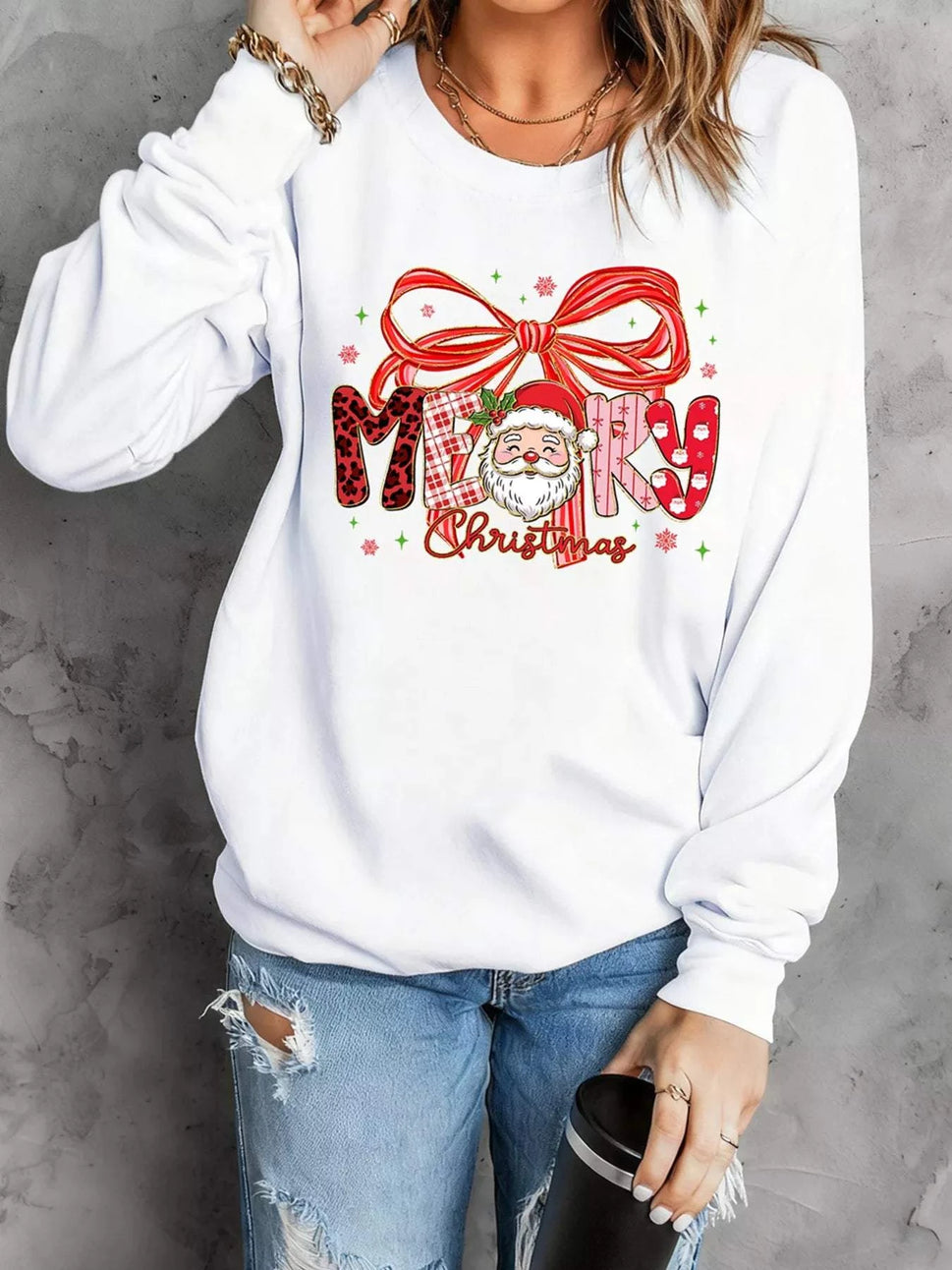 Merry Christmas Graphic Long Sleeve Sweatshirt