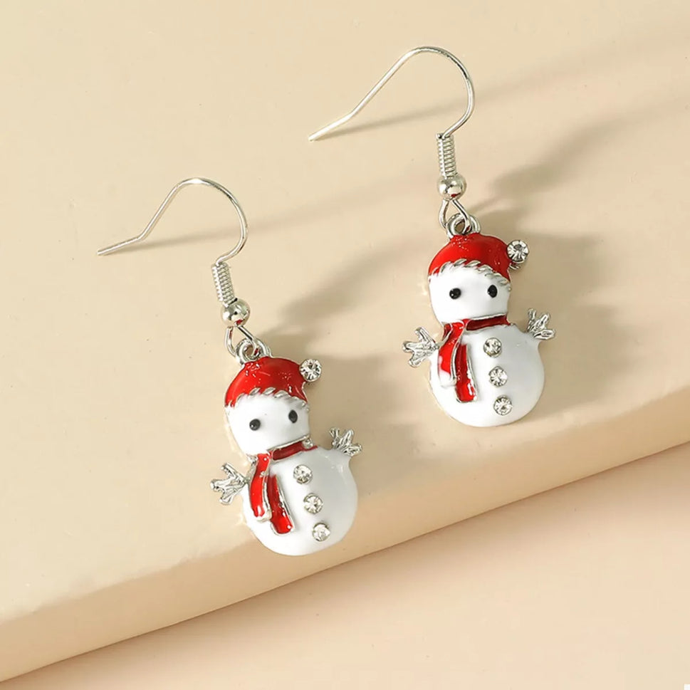 Christmas Snowman Drop Earrings