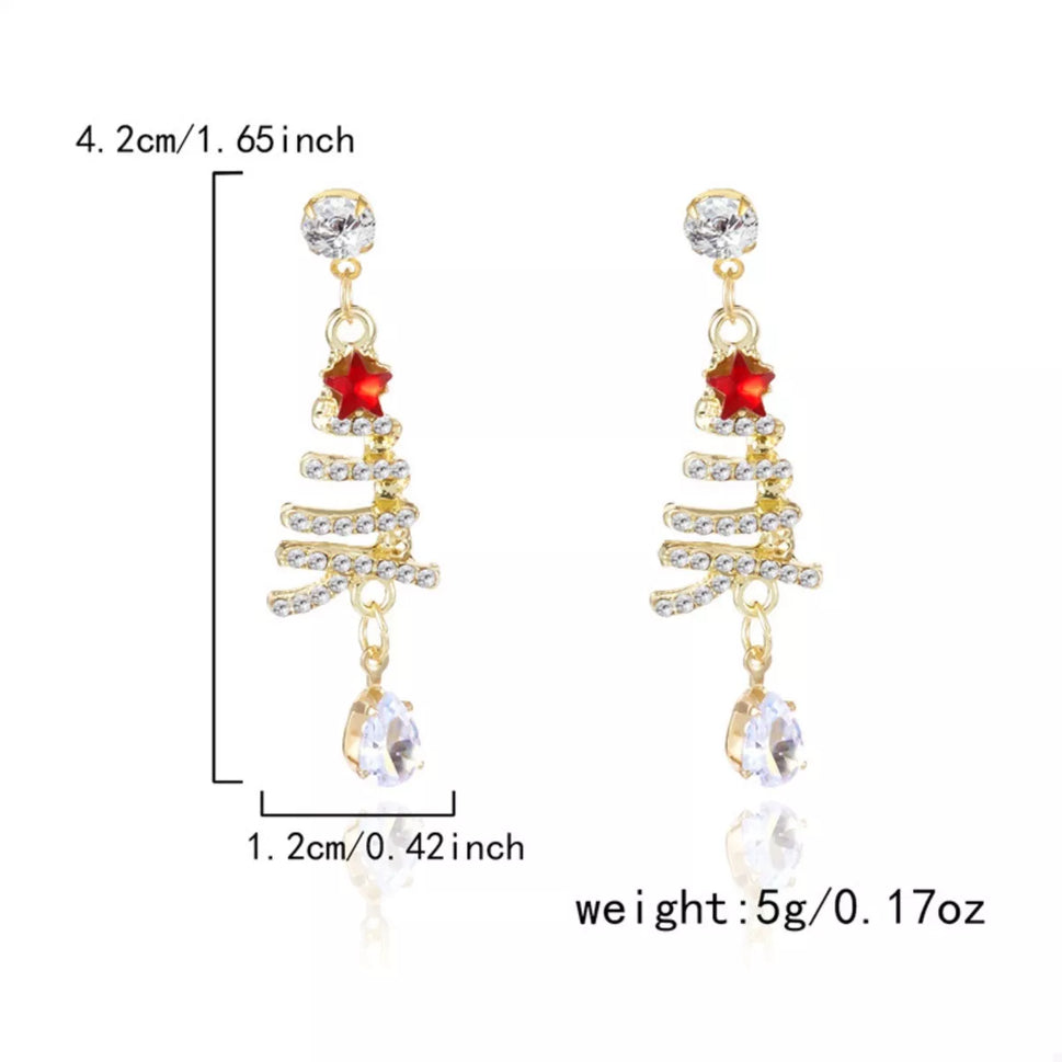 18K Gold-Plated Christmas Tree Earrings