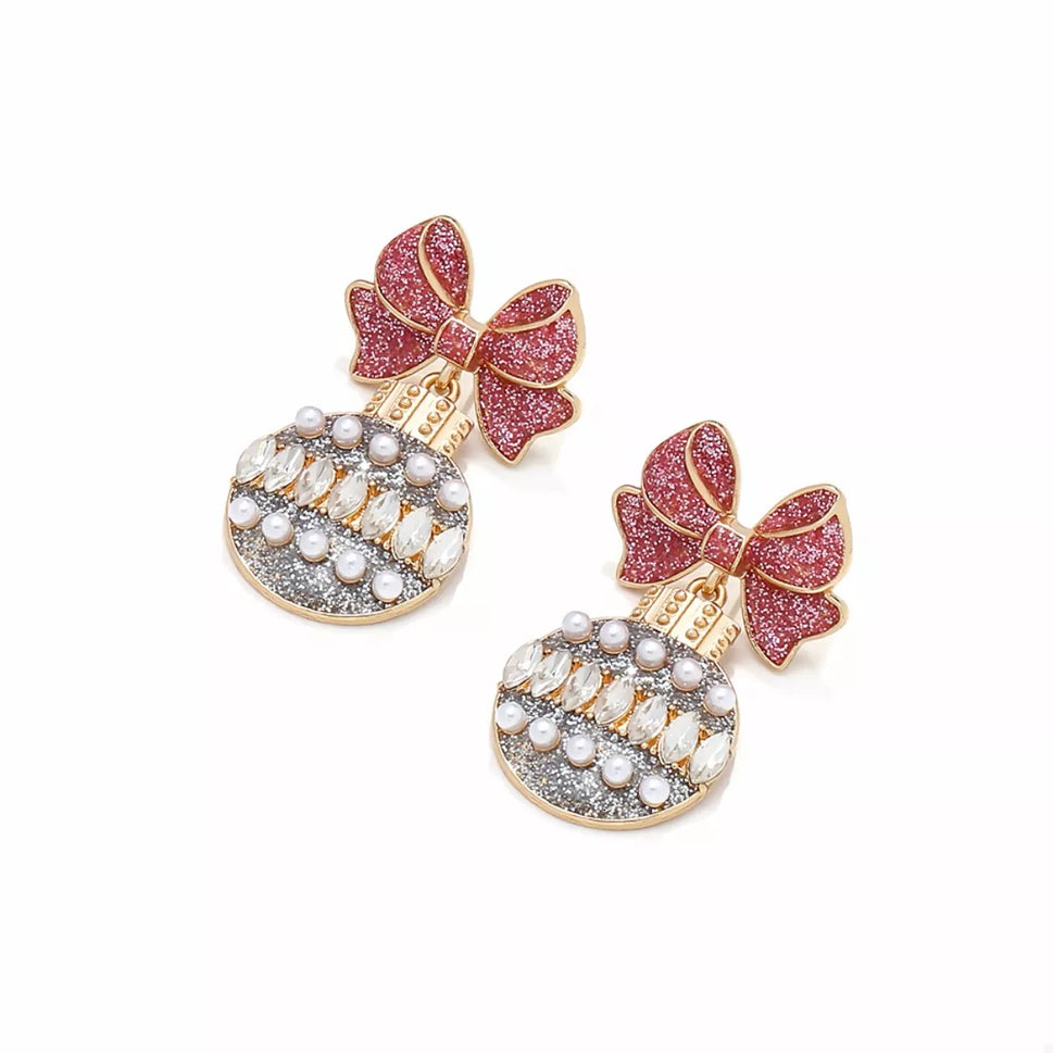 Bowknot Christmas Drop Earrings