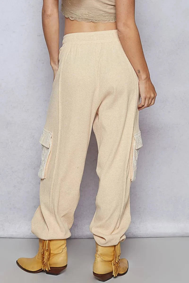 POL Drawstring Lace Pocket Patch Joggers