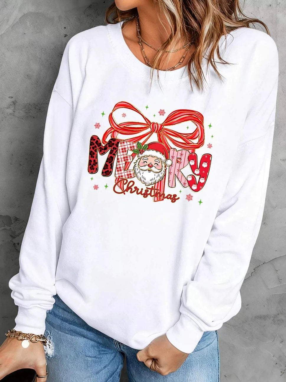 Merry Christmas Graphic Long Sleeve Sweatshirt