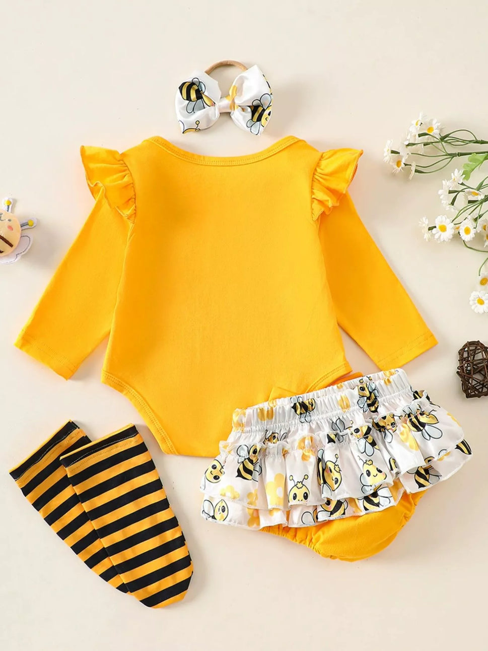 Children's Sweet Little Bee Themed 4-Piece Set