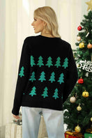 Switch Christmas Tree Round Neck Ribbed Trim Sweater 2 image