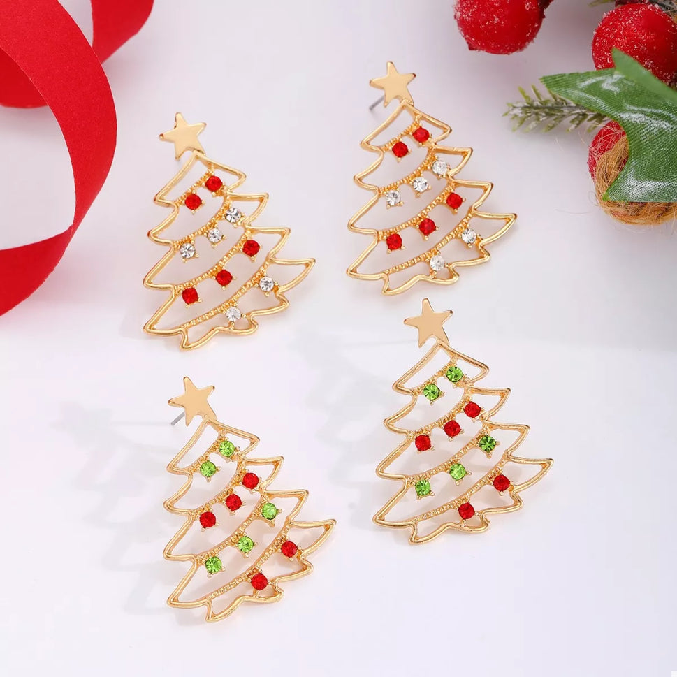 18K Gold-Plated Christmas Tree Earrings