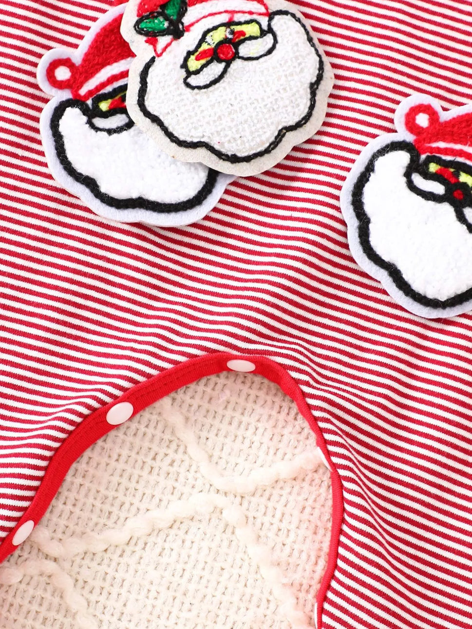 Children's Christmas-Themed Striped Snapped Legs Jumpsuit