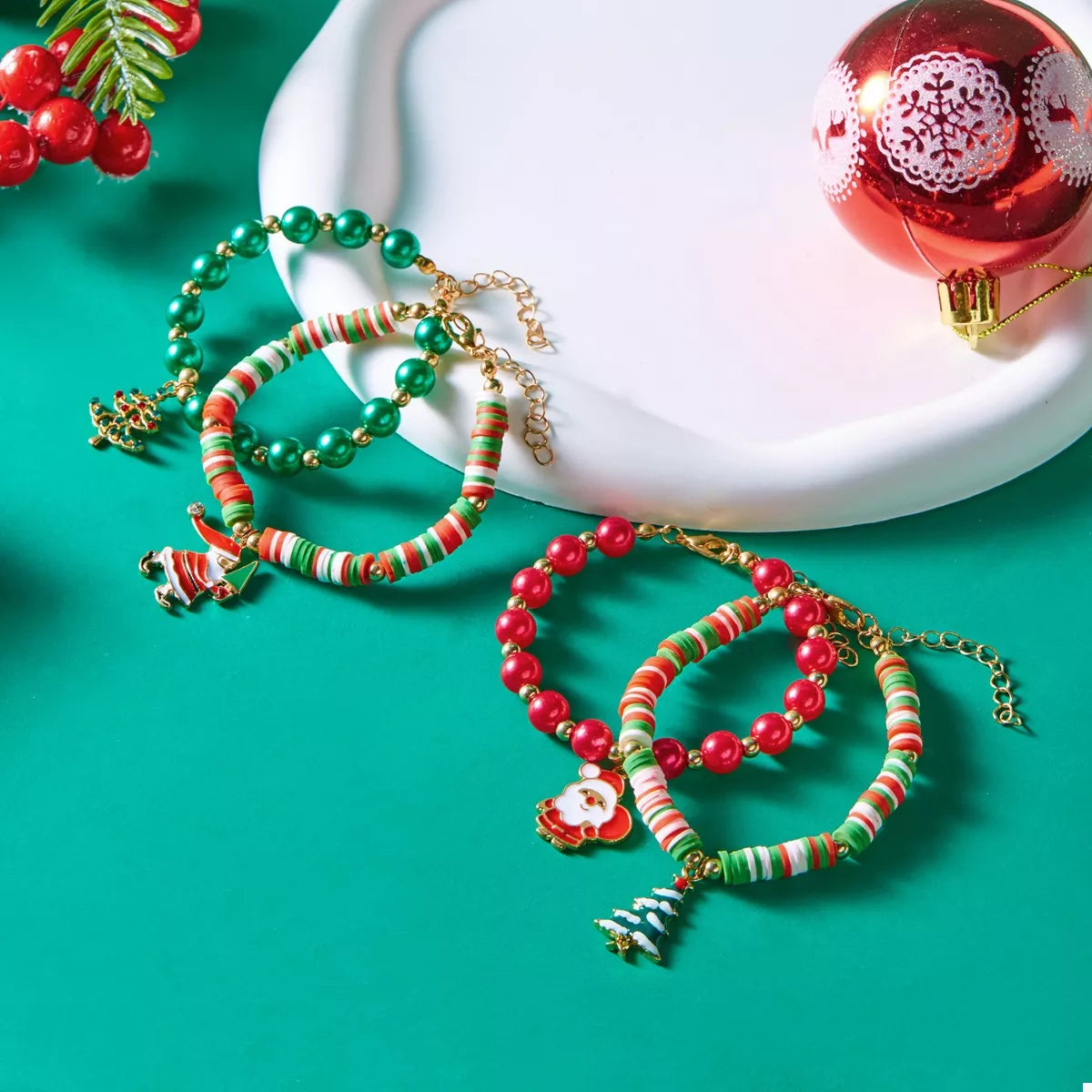 Christmas Beaded Charm Bracelet
