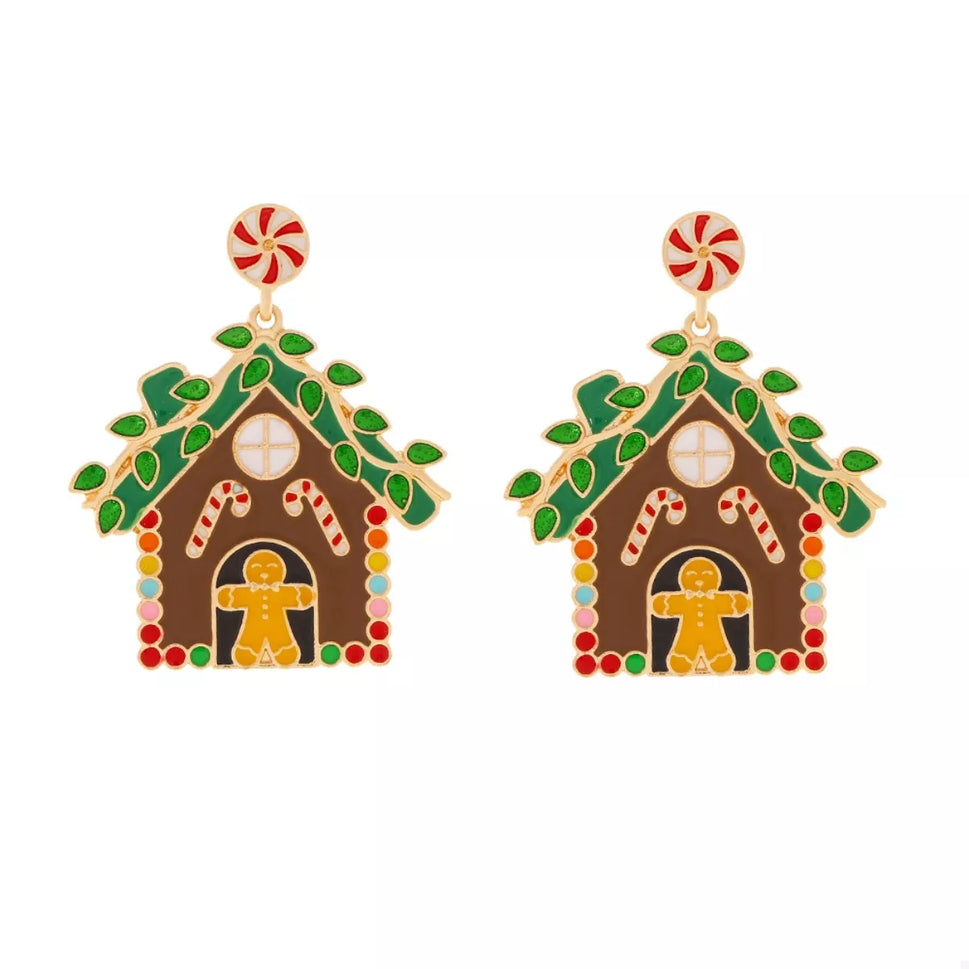 Christmas Gingerbread House Dangle Earrings