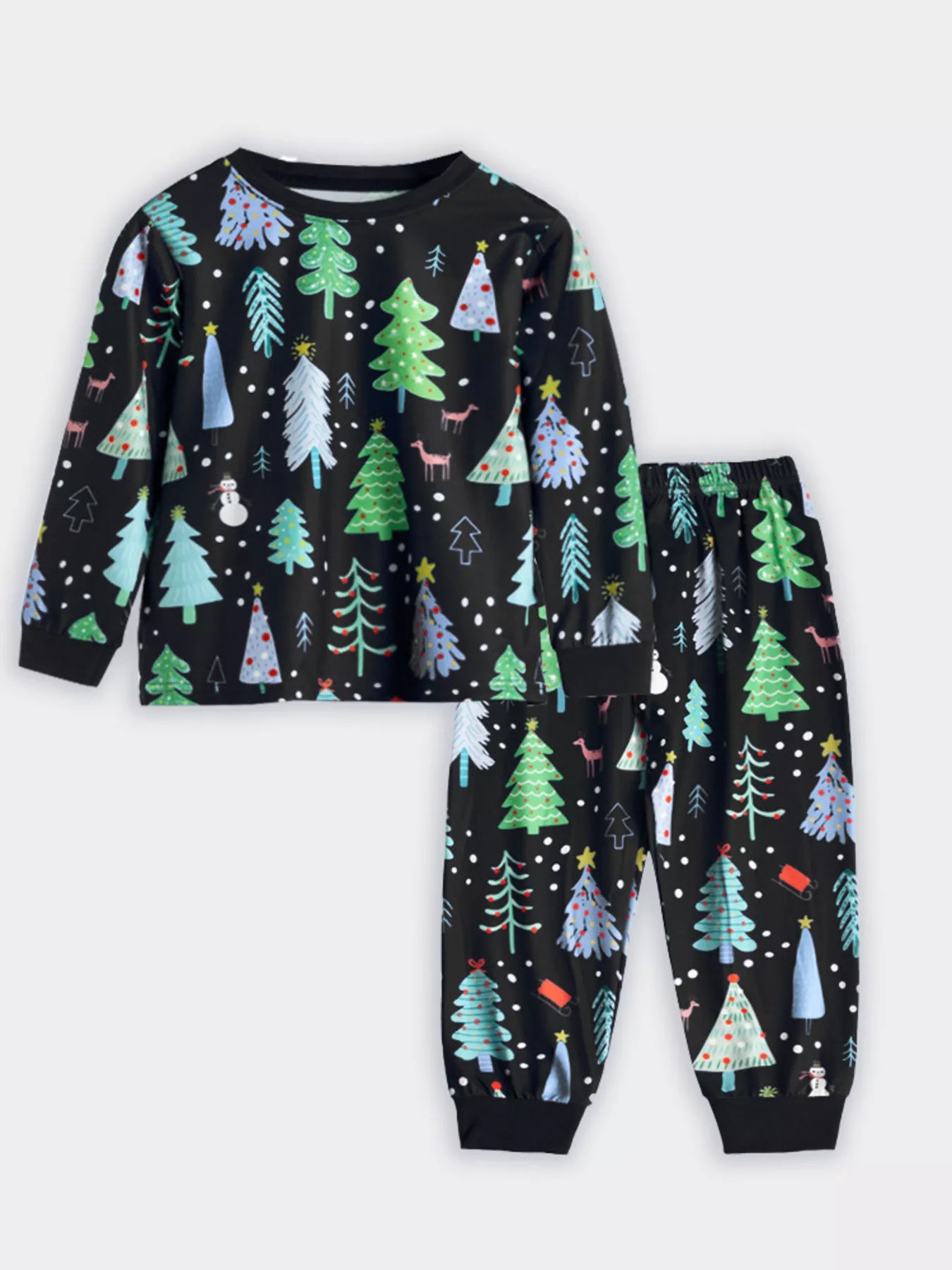 Children's Christmas Tree Print Pajama Set