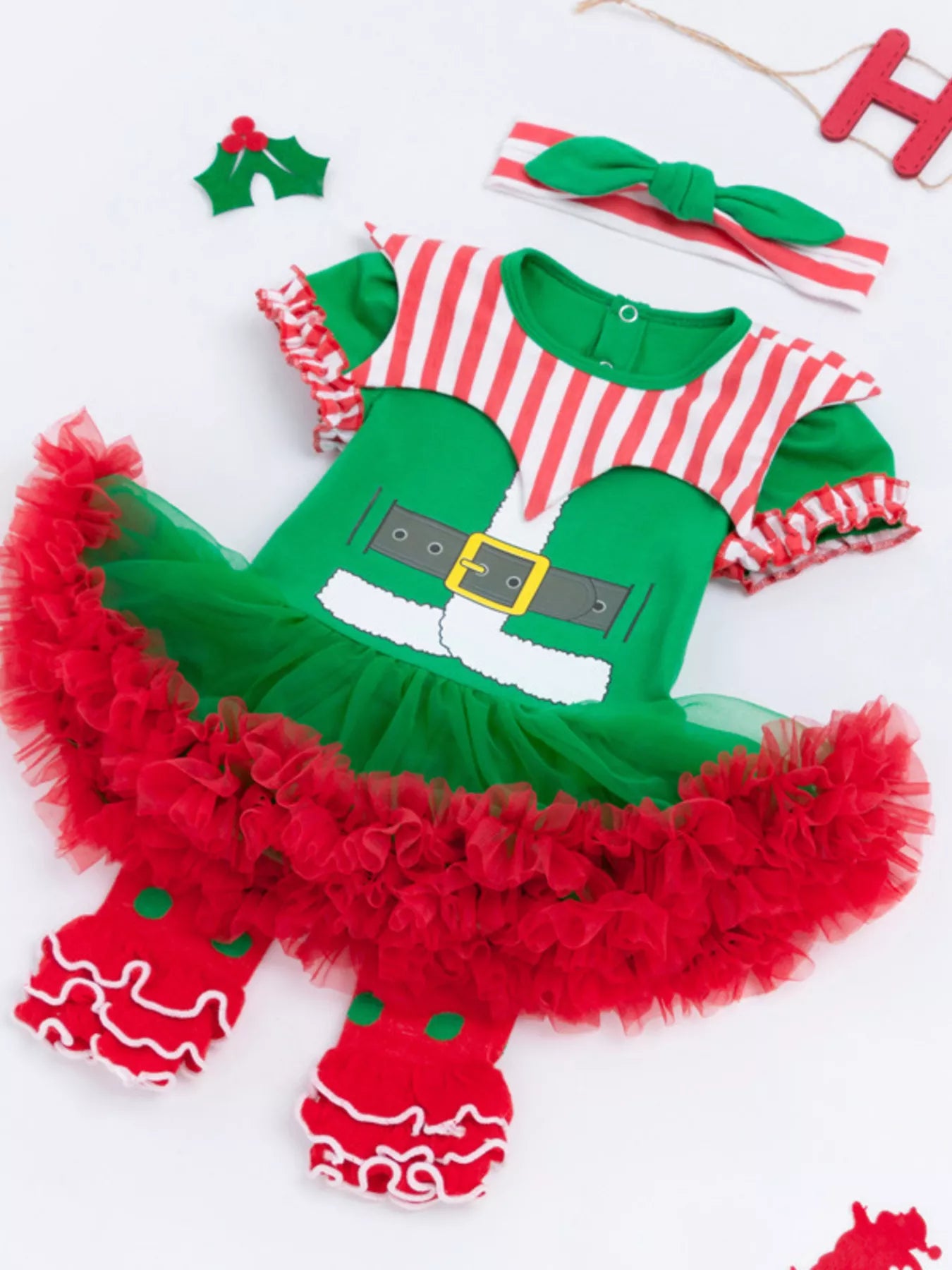 Children's Christmas One-Piece Dress 3 Piece Set