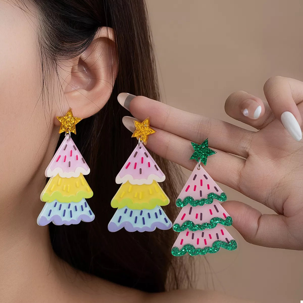 Christmas Tree Dangle Earrings