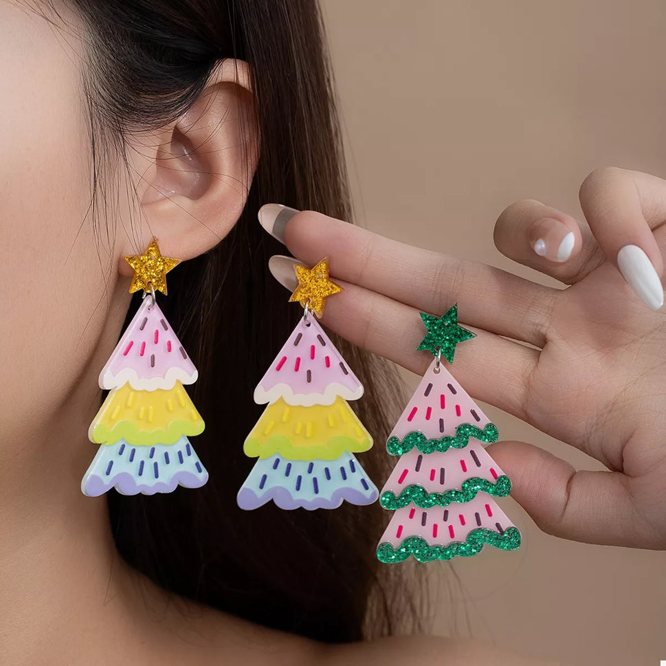 Christmas Tree Dangle Earrings