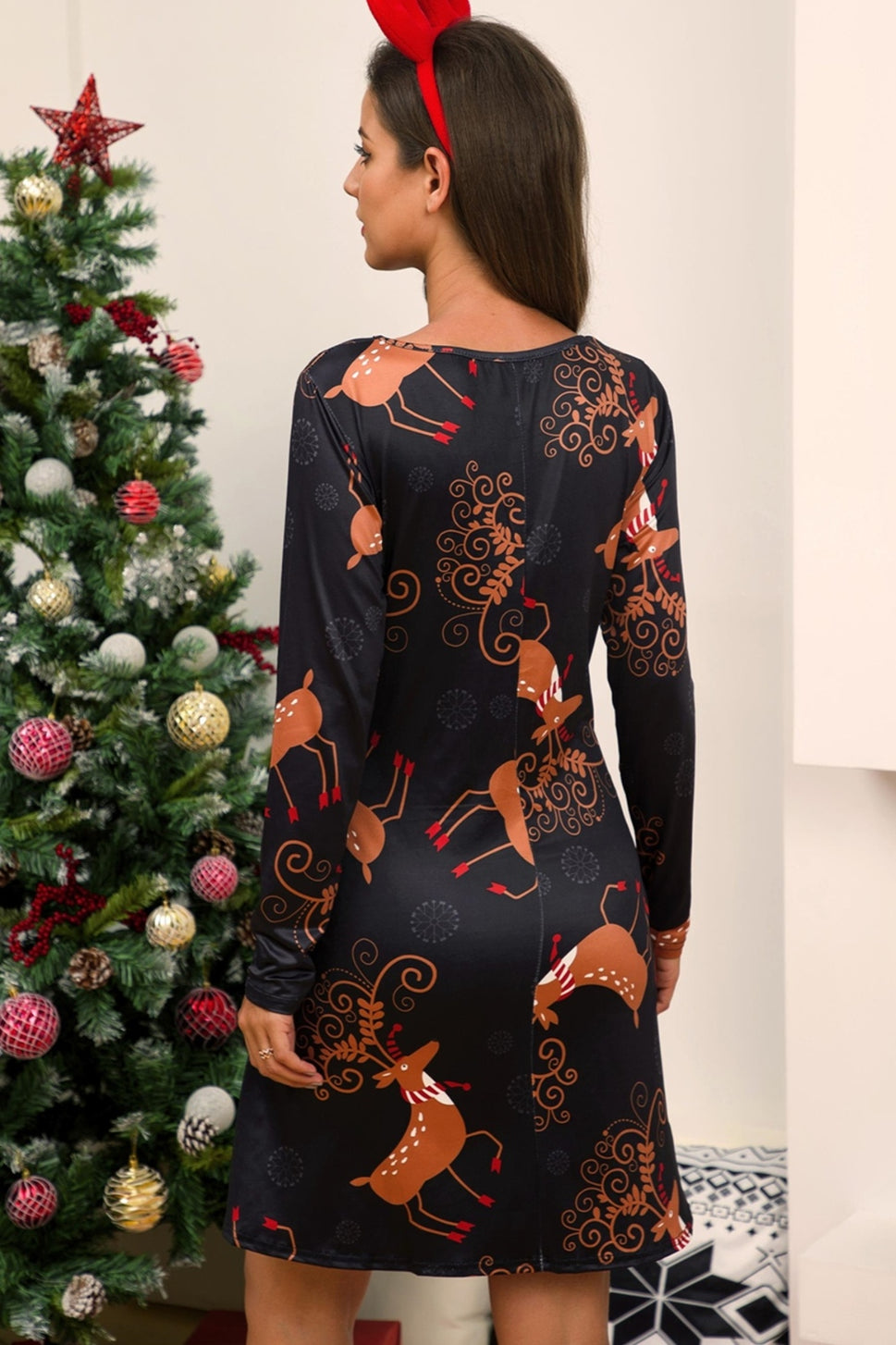 Full Size Christmas Long Sleeve Dress