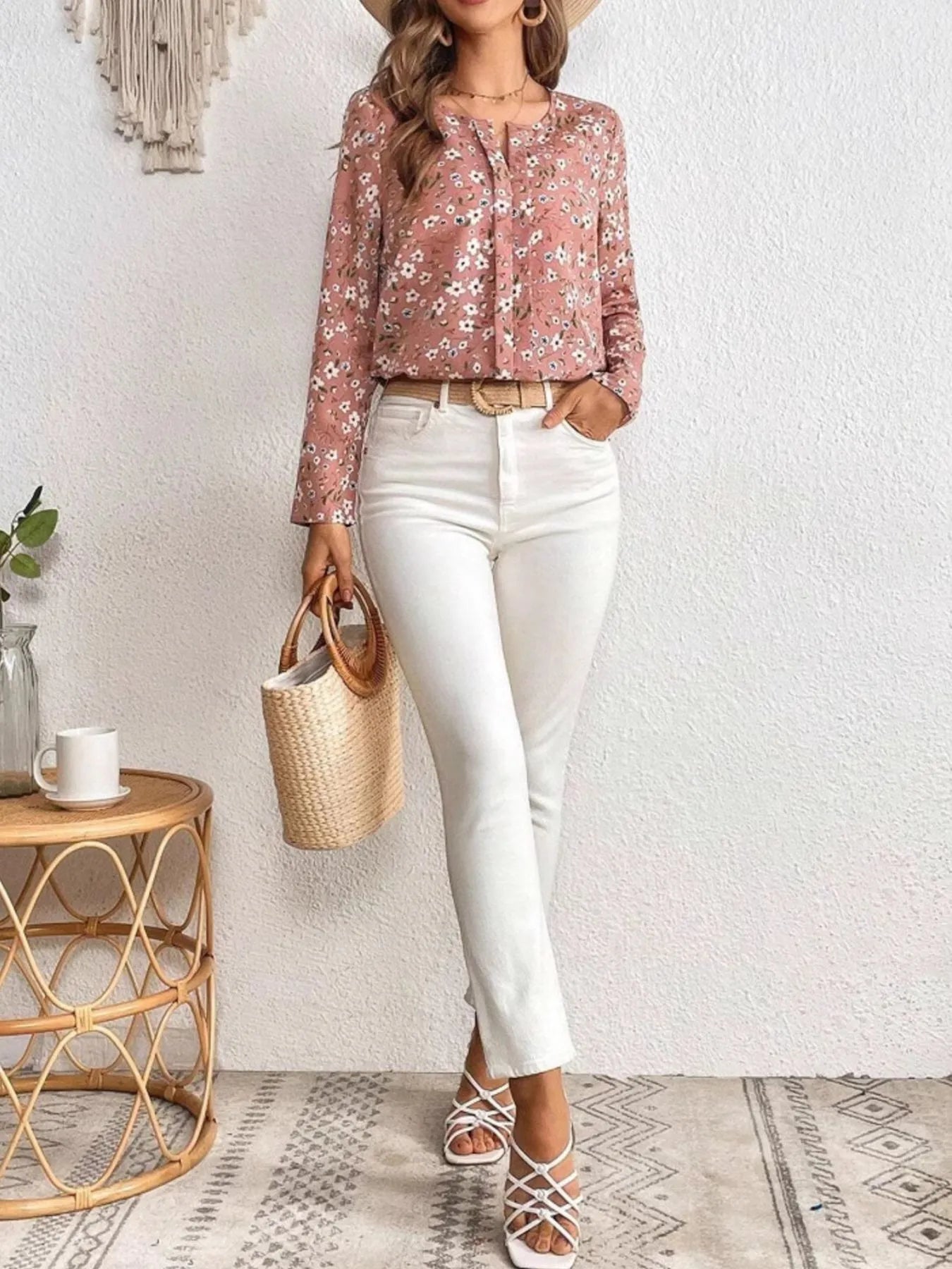 Floral Print Long Sleeve Blouse