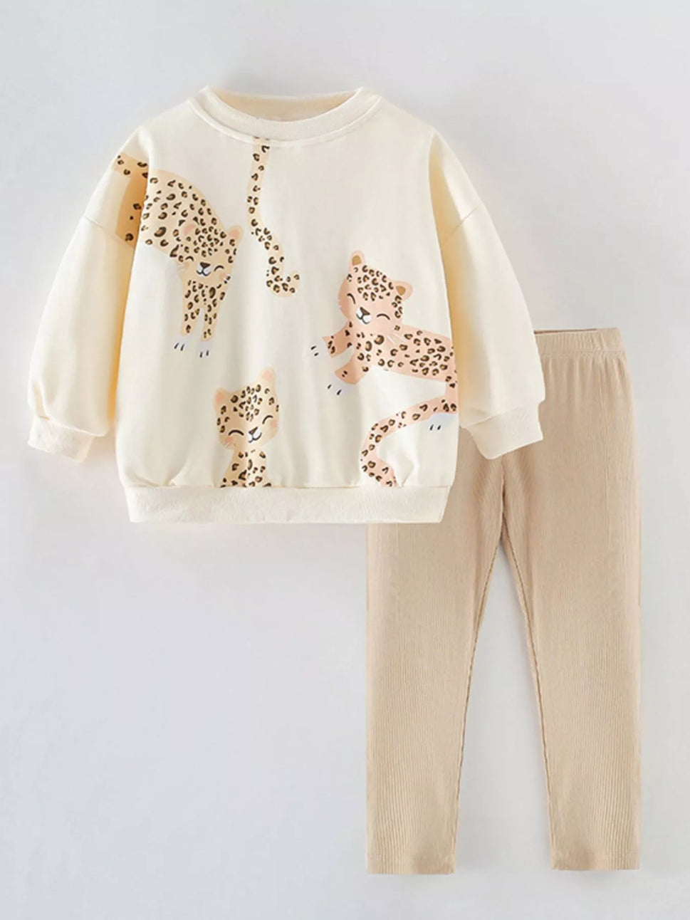 Children's Leopard Print Sweatshirt and Pants Set