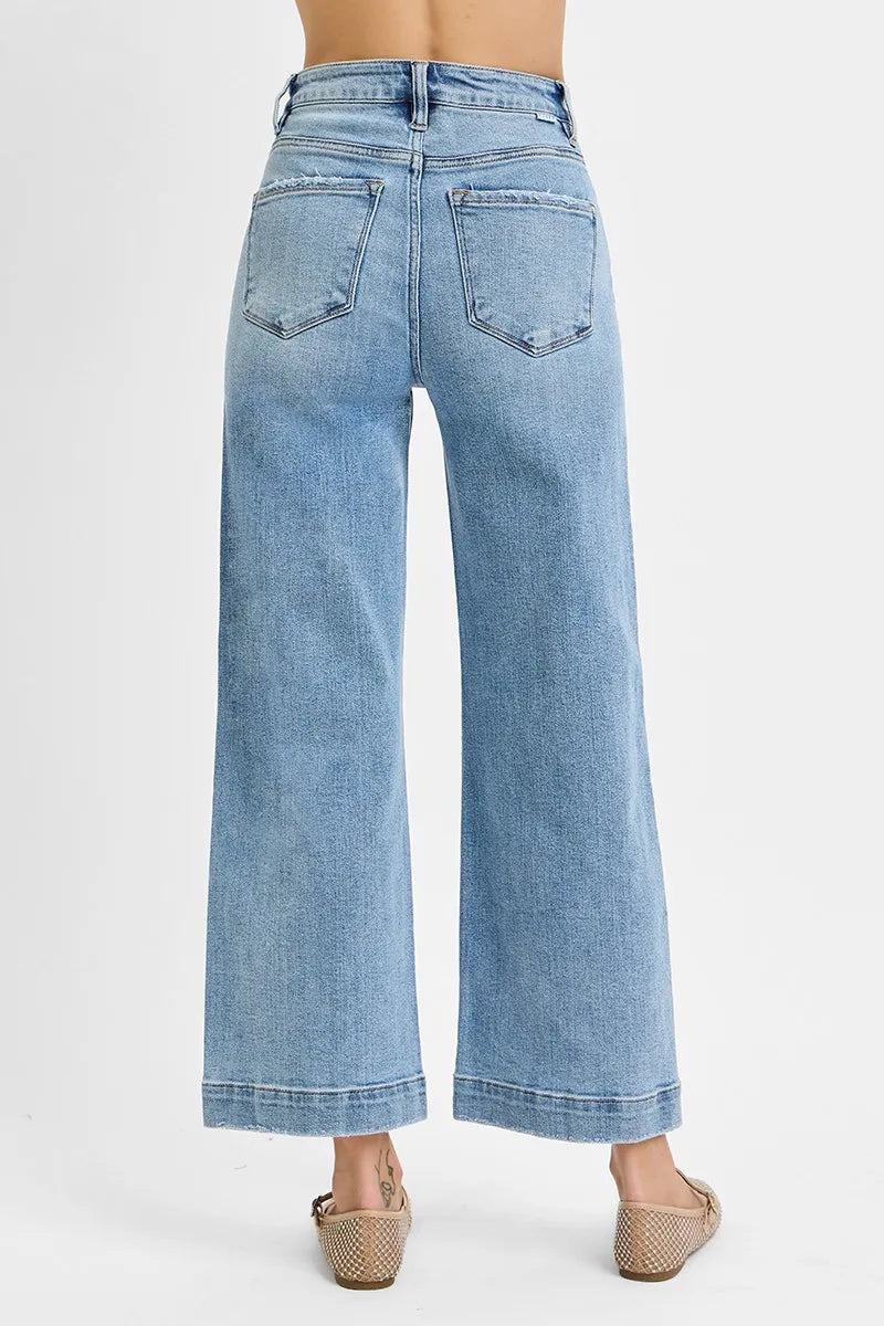 RISEN Full Size High Rise Crop Wide Leg Jeans Plus Size