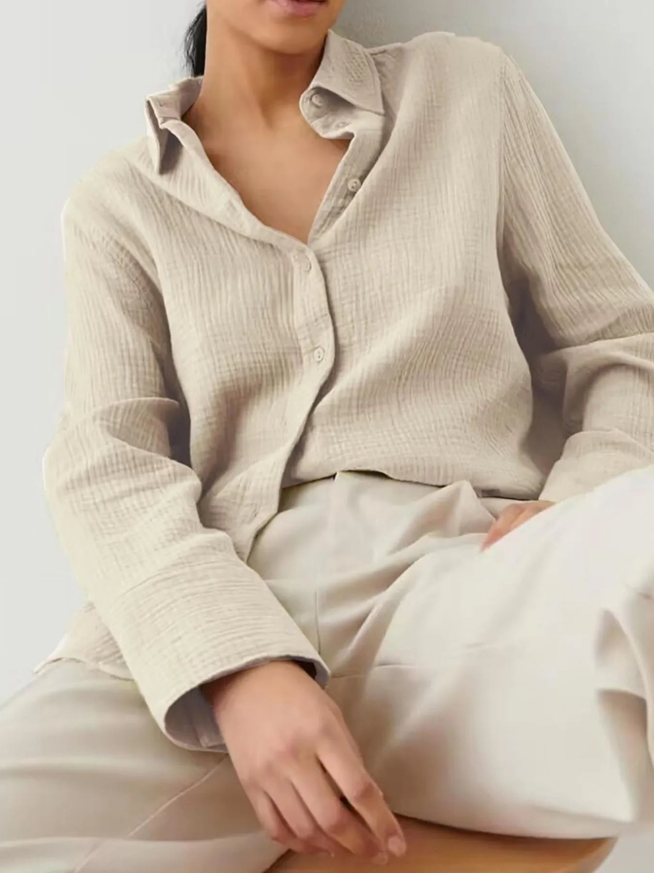 Button Up Long Sleeve Texture Shirt