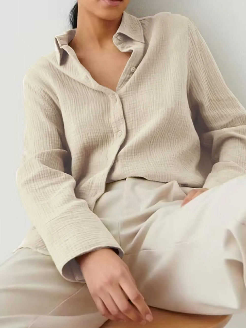 Button Up Long Sleeve Texture Shirt