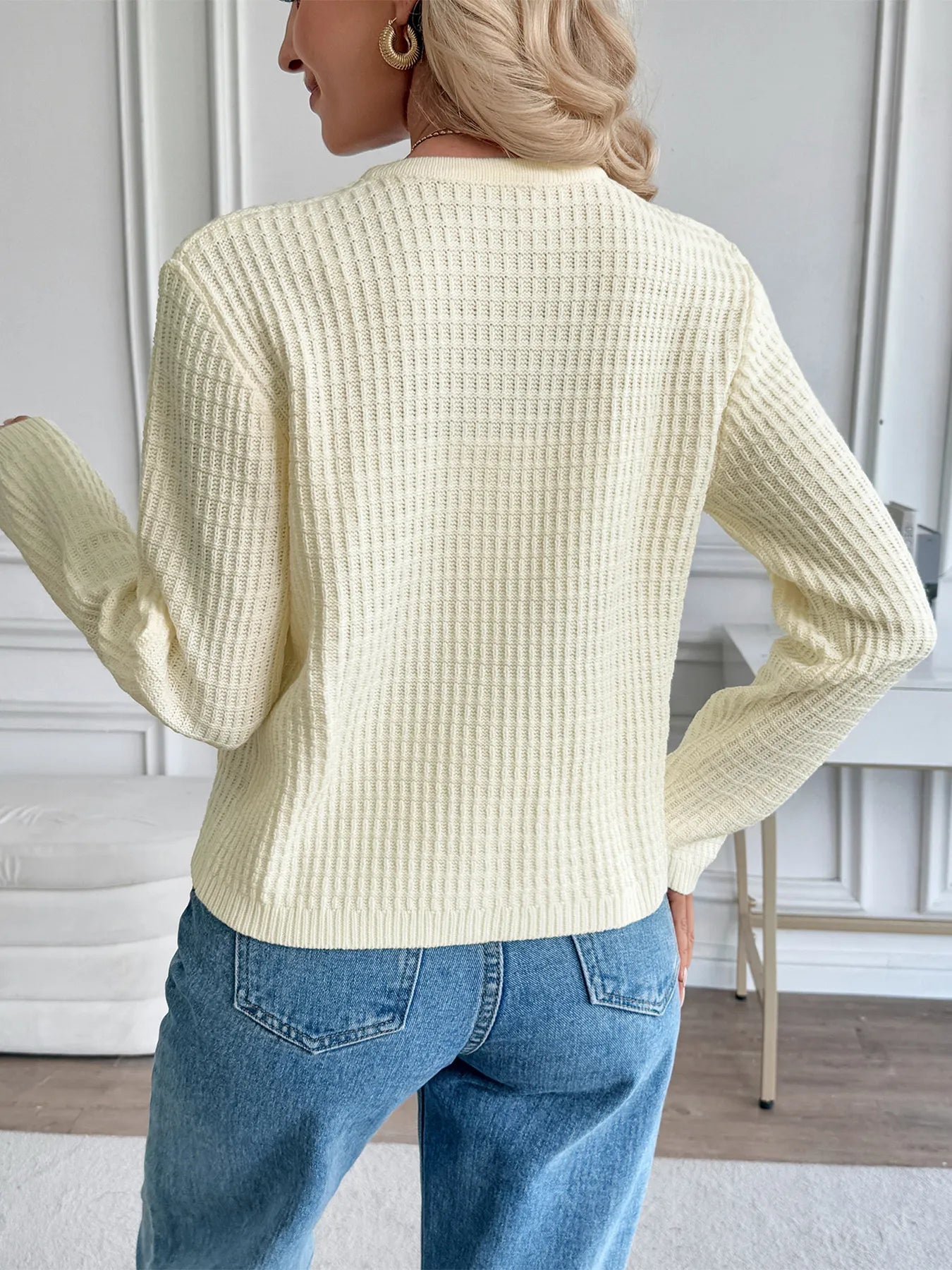 Button-Up Long Sleeve Cardigan with Pockets