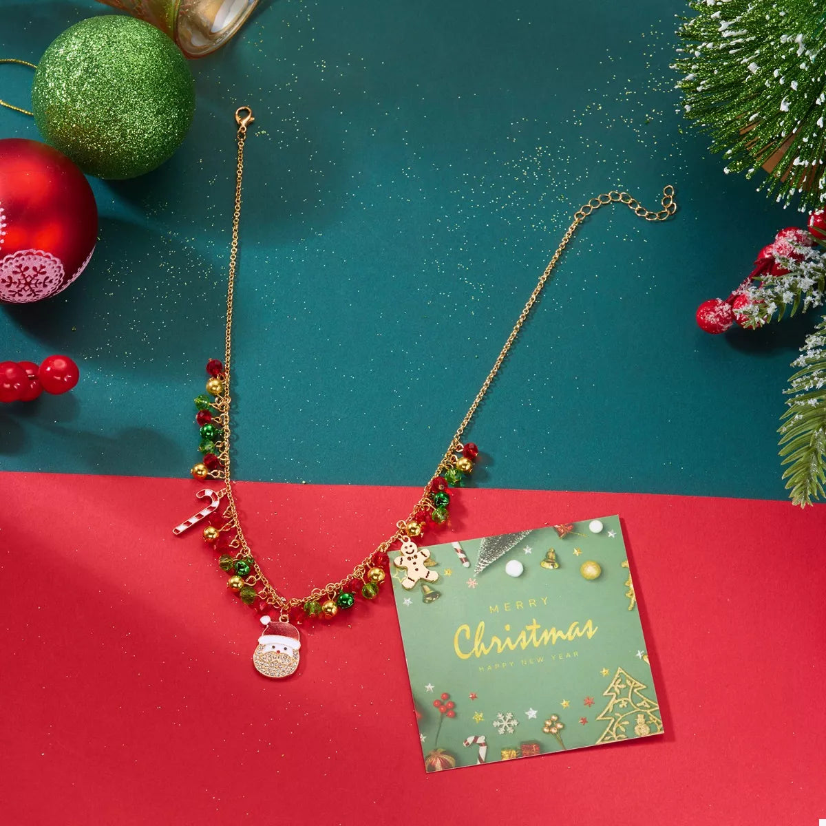 18K Gold-Plated Christmas Charm Necklace