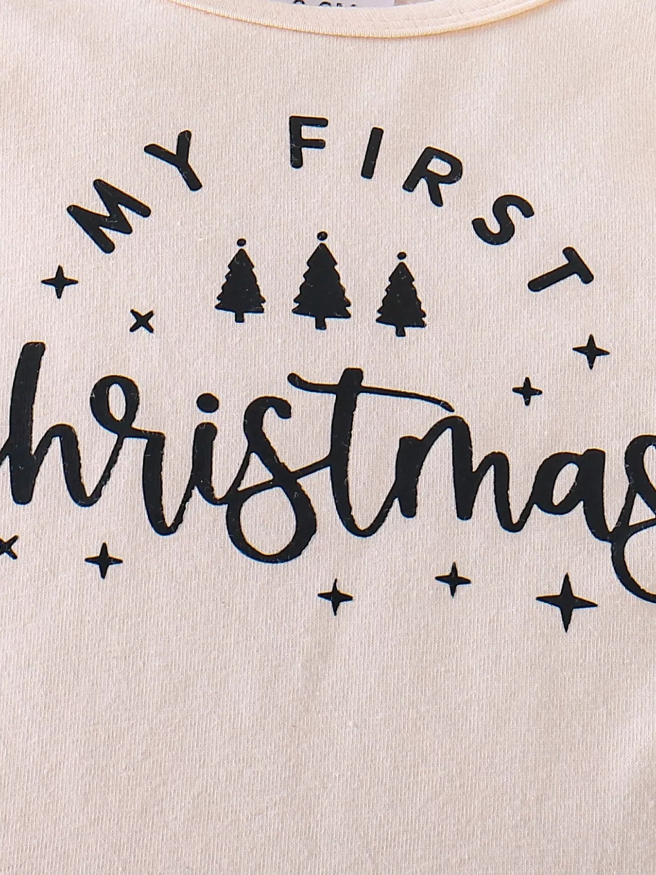 Children's Christmas Ruffled Long Sleeve Top and Skirt Set with Headband