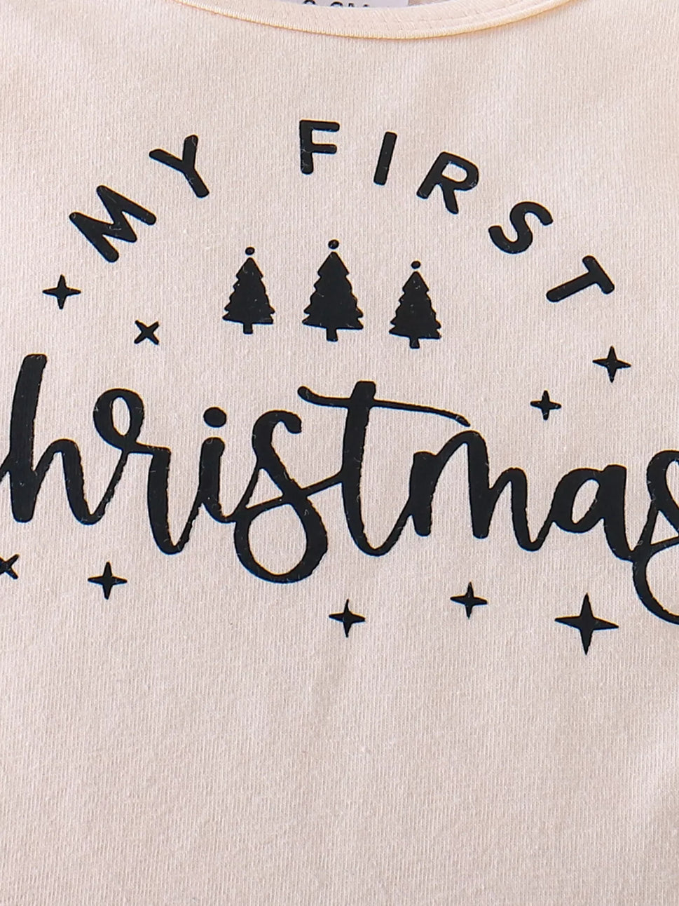 Children's Christmas Ruffled Long Sleeve Top and Skirt Set with Headband