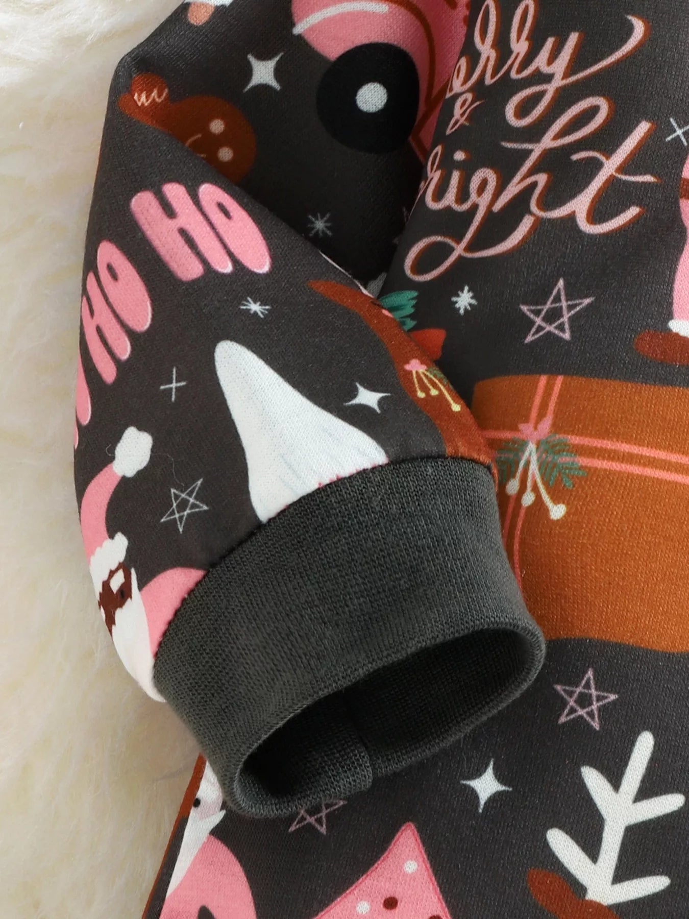 Children's Christmas Print Long Sleeve One-Piece Bodysuit