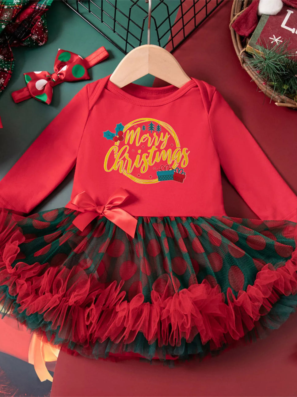 Children's Christmas Stocking Tulle Ruffle Dress