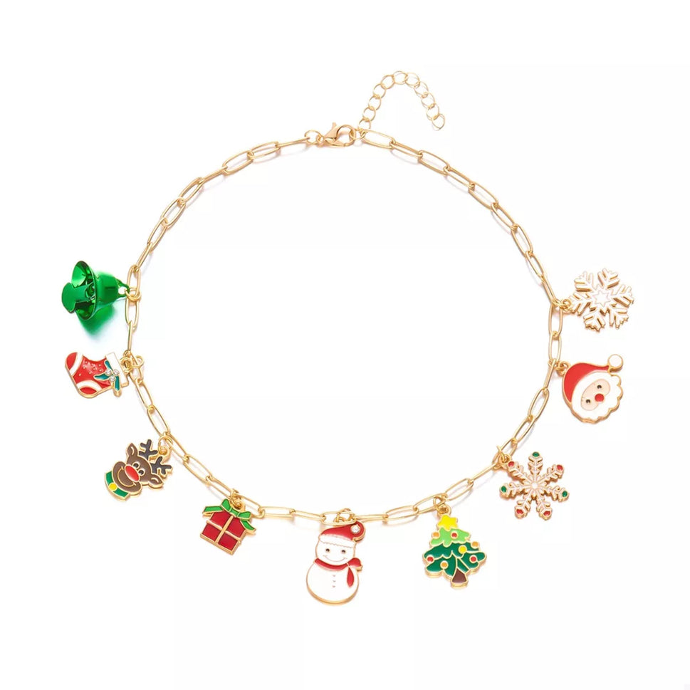 18K Gold-Plated Resin Christmas Theme Necklace
