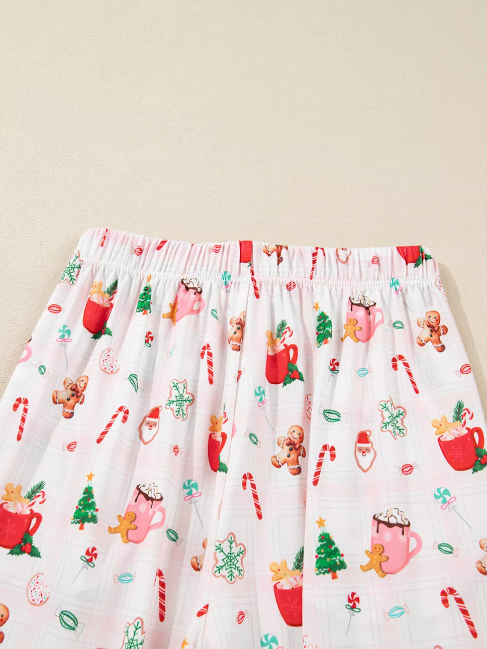 Christmas Spirit Cute Holiday Print Short Sleeve Shirt and Pants 2pcs Pajama Set