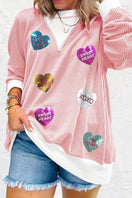 Switch Valentine’s Day Sequin Heart Long Sleeve Sweatshirt 2 image