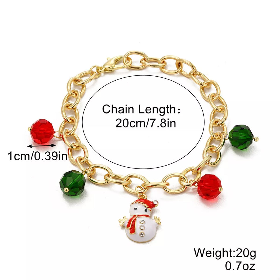 Christmas Santa Snowman Bracelet with Colorful Crystal