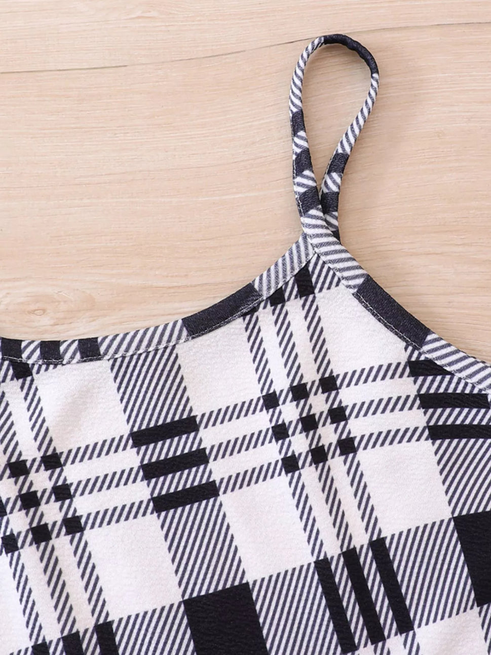 Children's Plaid Print Long Sleeve Dress Set