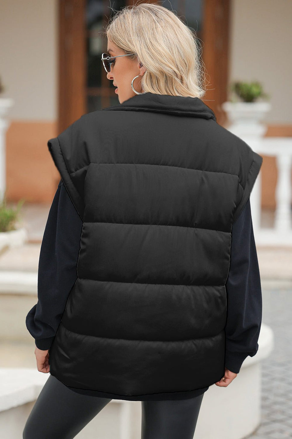 New Pocketed Zip Up Vest Coat